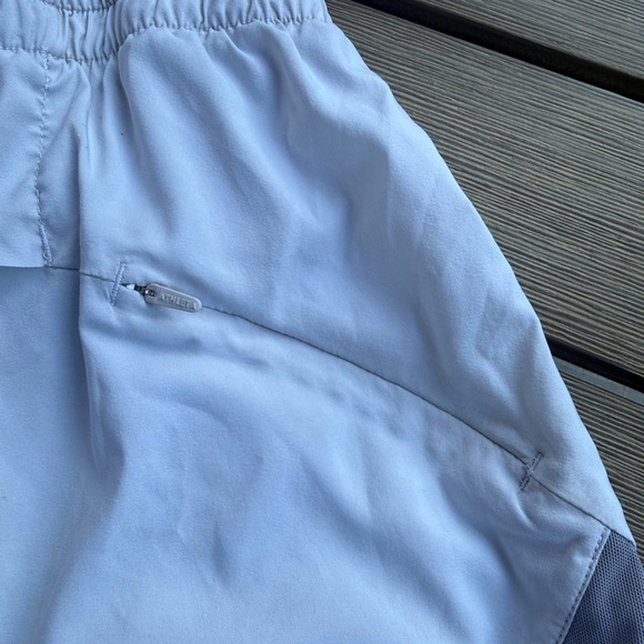 Athleta Racer Run Shorts Women’s Small – White with Gray Trim - Picture 3 of 4